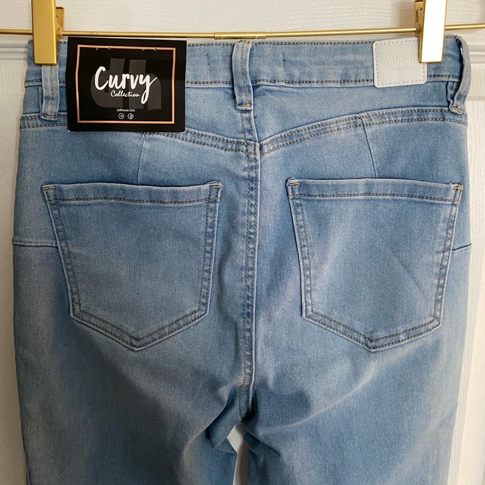 Dollhouse Light Blue Curvy Collection High-rise Button-Fly Jeans NWT - Sz 7 - Picture 5 of 6